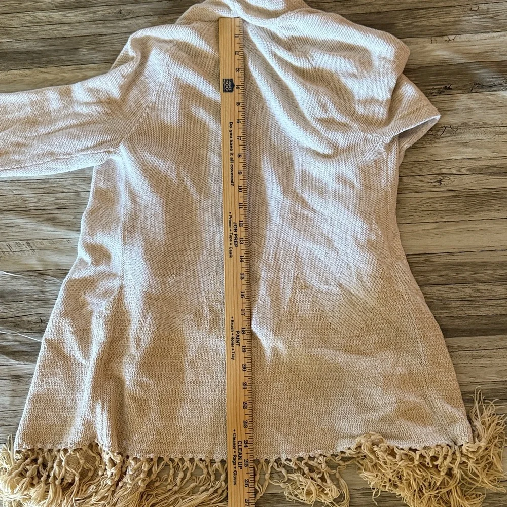 LILLY PULITZER Women’s M Cardigan Tatum Long Fringe Hem Ivory Gold Metallic - Picture 11 of 15